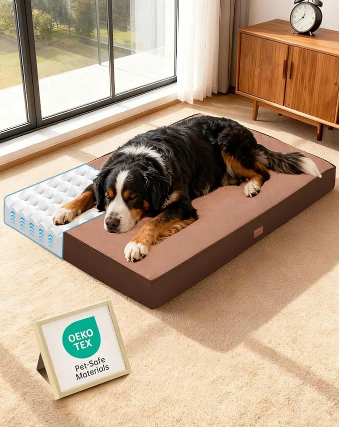 Secure OhGeni Orthopedic Waterproof Dog Bed Pure