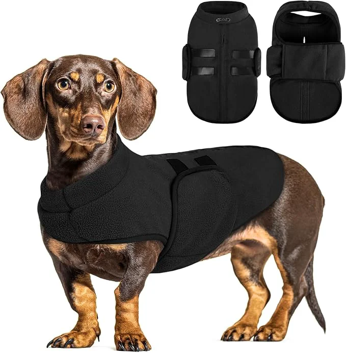 Premium Queenmore Medium Dog Sweaters Soft Fleece Vest Pullover Dog Jacket with Leash Hole Warm Winter Dog Clothes Cold Weather Doggy Dachshund Sweater for Medium Dogs Cats Boy or Girl Black M About ThisOverview Fashionable