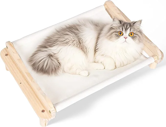 Safe d Wooden Cat Bed – 24 x15.7 x5.9 Breathable Hammock Pet Bed Relaxed