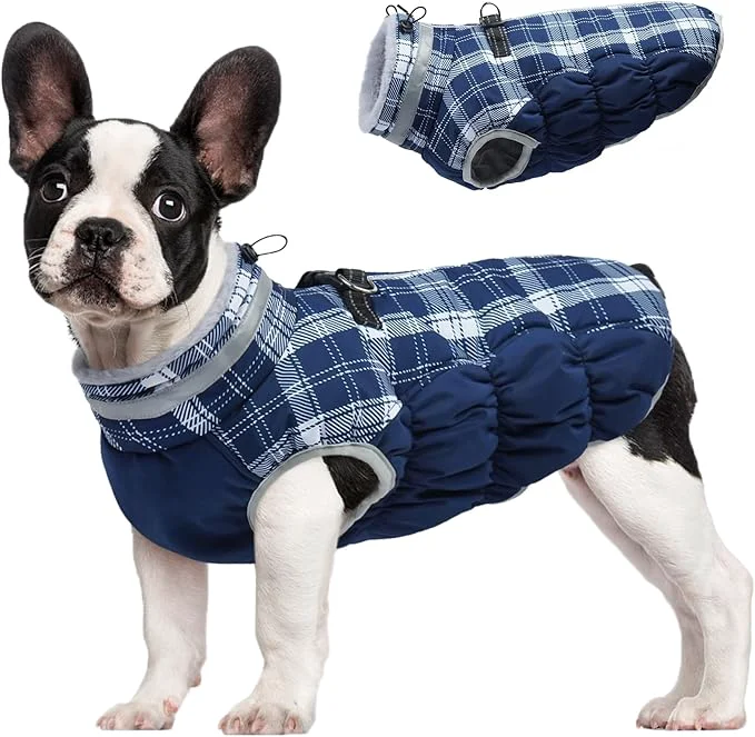 Artisan FUAMEY Dog Coat for Small Dogs Waterproof Dog Winter Jacket with Harness Built in Puppy Cold Weather Coats Reflective Pet Vest with Zipper Warm Fleece Dogs Snowsuit Windproof Blue Plaid SAbout ThisOverview Exceptional