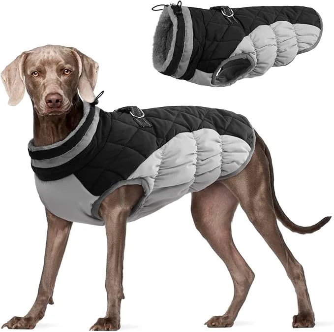 Fine Crafted FUAMEY Dog Coat for Large Dogs Waterproof Dog Winter Jacket with Harness Built in Puppy Cold Weather Coats Reflective Pet Vest with Zipper Warm Fleece Dogs Snowsuit Windproof Black XXLAbout ThisOverview Crafted