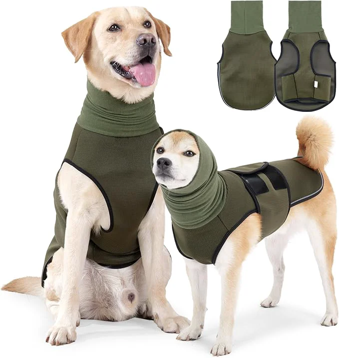 Refined Dog Anxiety Jacket Dog Shirt with Turtleneck Breathable Calming Vest Indoor and Outdoor Separated Pet Jacket Military Green XX-Large About ThisOverview Trendy