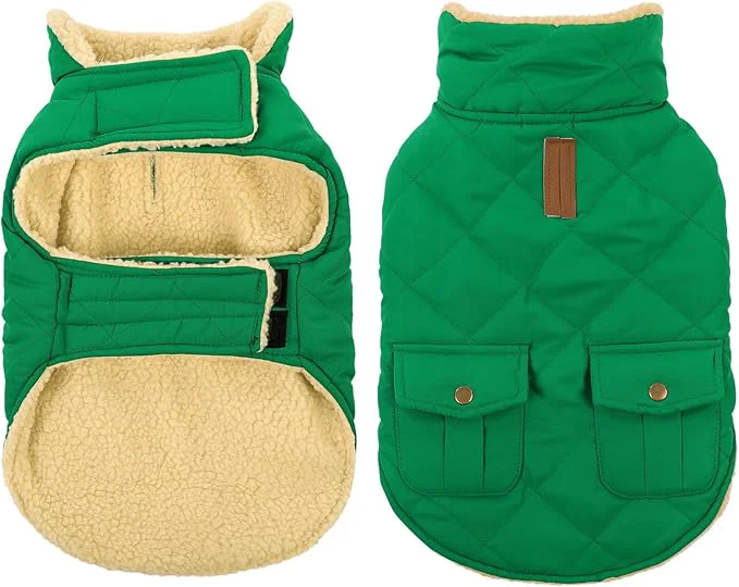 Proven Queenmore Warm Dog Coat Cold Weather Puffer Dog Coat Vest Quilting Winter Pet Jacket Ultra Thick Plush Fleece Lining Pet Clothes for Dogs with Storage Pockets Forest Green Large About ThisOverview Durable