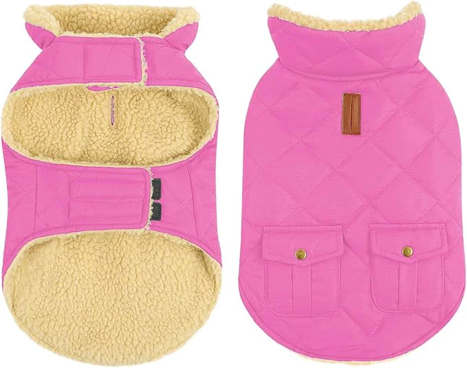 Trusted Queenmore Dog Winter Coat – Fleece Jacket Waterproof Cold Weather Clothes Thick Warm Cotton Padding Easy On Storage Pockets Pink X-Large About ThisOverview Premium