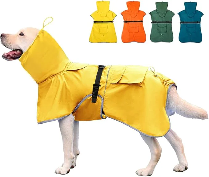 Elegant Waterproof Dog Raincoat Hooded Slicker Poncho Raincoat for Medium Large Dogs Adjustable Dog Rain Coat Jacket Yellow 6XL About ThisOverview Official