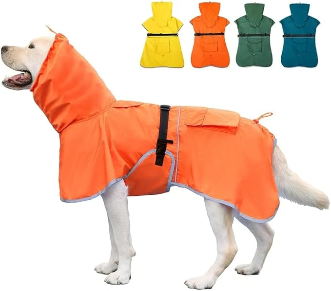 Versatile Reflective Dog Raincoat Waterproof Adjustable Dog Hooded Poncho Raincoat for Medium Large Dogs Lightweight Pet Rain Jacket Orange XL About ThisOverview Quality