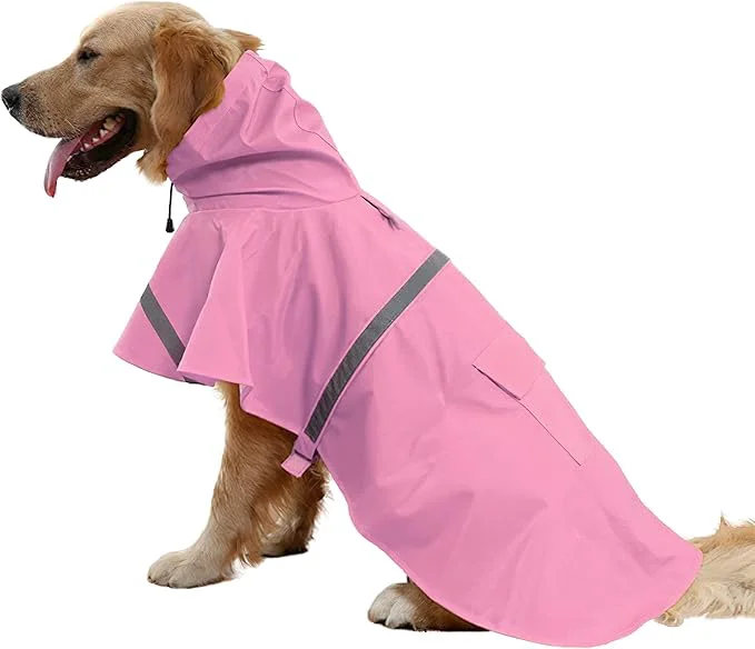 Relaxed NACOCO Large Dog Raincoat Adjustable Pet Water Proof Clothes Lightweight Rain Jacket Poncho Hoodies with Strip Reflective XL Pink About ThisOverview Casual