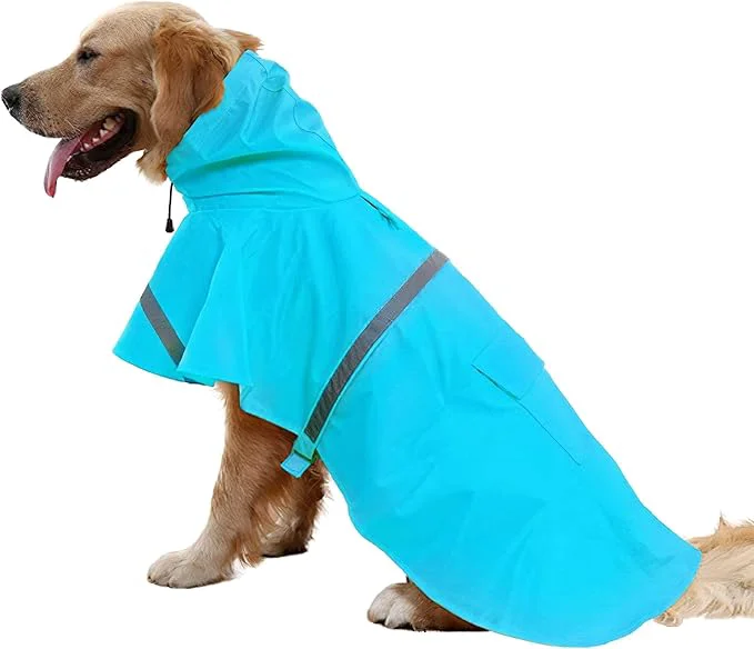 Crafted NACOCO Large Dog Raincoat Adjustable Pet Water Proof Clothes Lightweight Rain Jacket Poncho Hoodies with Strip Reflective L Lake Blue About ThisOverview Sophisticated