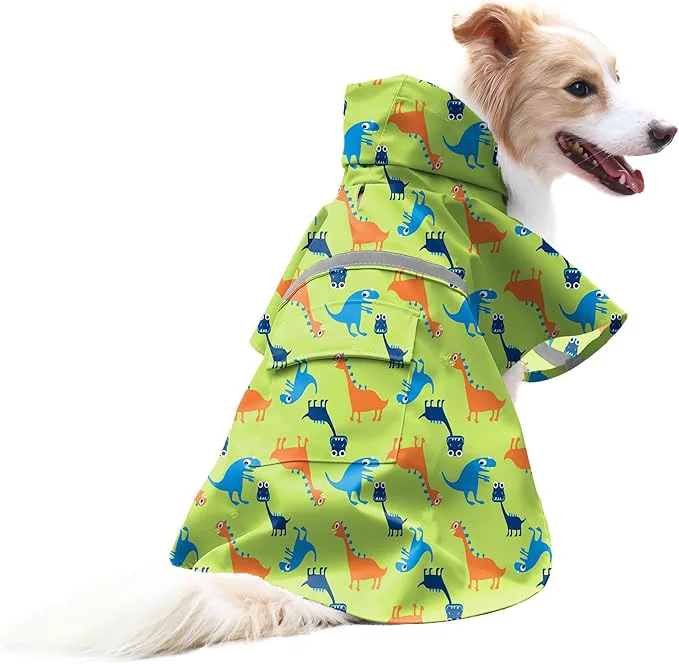 Effective NACOCO Large Dog Raincoat Adjustable – Pet Dinosaurs Water Proof Clothes Lightweight Rain Jacket Poncho Hoodies with Strip Reflective Green M Green Dinosaur About ThisOverview Smart