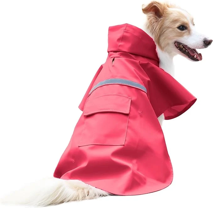 Convenient NACOCO Large Dog Raincoat Adjustable Pet Water Proof Clothes Lightweight Rain Jacket Poncho Hoodies with Strip Reflective XXXL Red About ThisOverview Environmentally Friendly