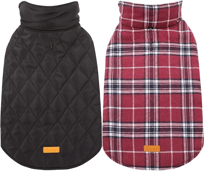 Reusable Kuoser Waterproof Dog Coat Reversible Dog Jacket for Large Dogs Adjustable Durable Doggie Winter Coat for Groowing Puppies Warm Puppy Cold Weather Apparel Red LAbout ThisOverview Natural