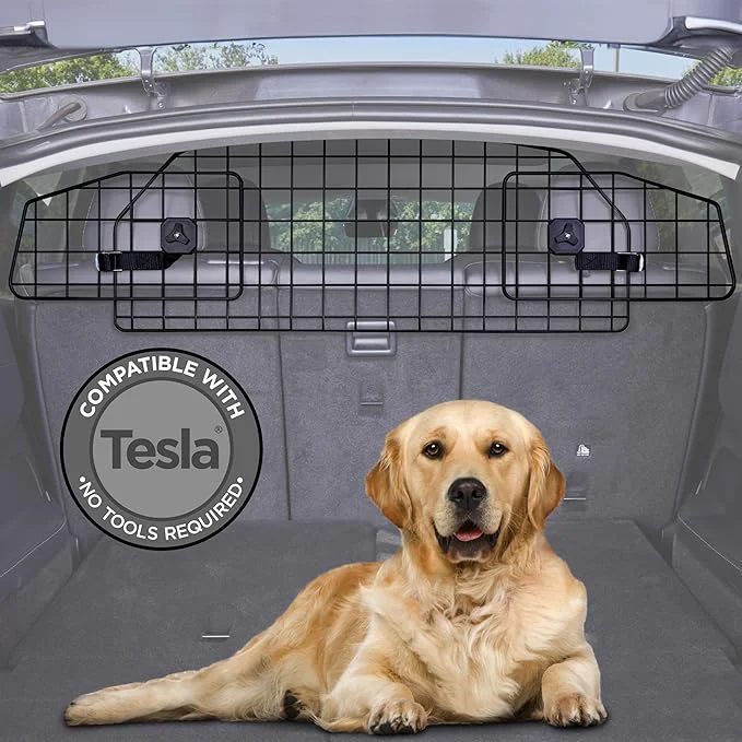 Consistent Pawple Dog Car Barrier Compatible with Tesla® Model Y® Adjustable Large Pet Divider Heavy-Duty Wire Mesh Fence Universal FitAbout This Selected