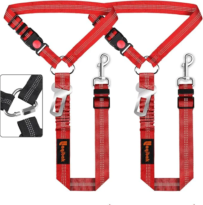 Expertly Made Removable Dog Seat Belt Harness for Car 3 in 1 Pet Dog Car Seatbelt Leash Retractable Restraint Secures to Vehicle Headrest Adjustable Reflective Bungee Dog Seatbelt Tether RedAbout ThisOverview Classic