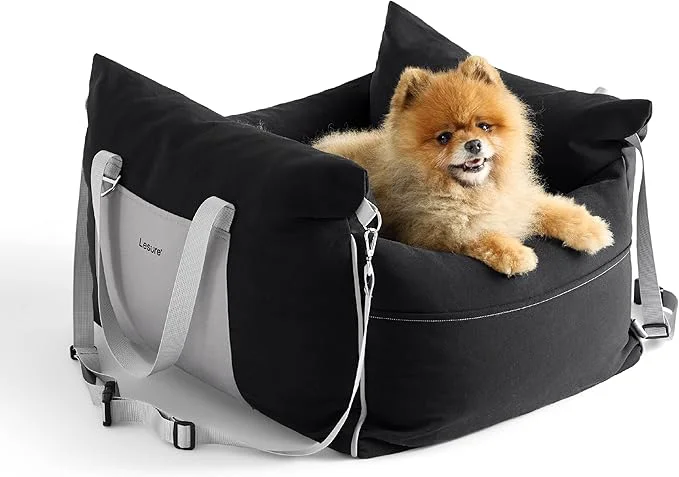 Practical Lesure Small Dog Car Seat for Small Dogs – Waterproof Dog Booster Car Seat with Storage Pockets Clip-On Safety Leash and Thickened Memory Foam Filling Pet Carseat Puppy Travel Carrier Bed BlackAbout ThisOverview Modern