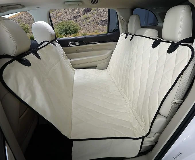 Exclusive 4Knines Dog Backseat Cover with Hammock for Cars SU and Trucks – Waterproof Layers Nonslip Seat Protector Durable Nylon Clips K9 Shield with Heavy Duty Thread Regular Tan About ThisOverview Outstanding