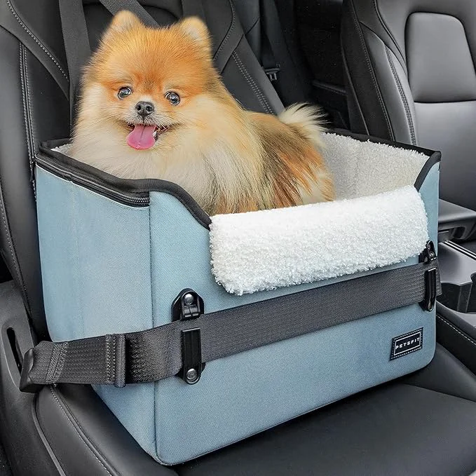 Original PETSFIT Dog Car Seats for Small Dogs – Patented Safety Buckles – Safety Tether – Foldable Travel Dog Booster Car Seat Reduces Anxiety Road Trips – Stable Frame Fits Front Back Seat Mint Green About ThisOverview Functional