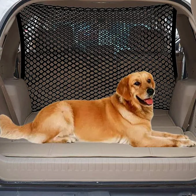 Trendy Car Dog Barrier Net Hook Up Elastic Envelope Luggage Net 47.24 x 33.85 Dual Layer Safety Net for Pet Dog Vehicle Universal Mesh Barrier Guard Blocks Access to Car Front Seats Organiser BagAbout ThisOverview Exceptional