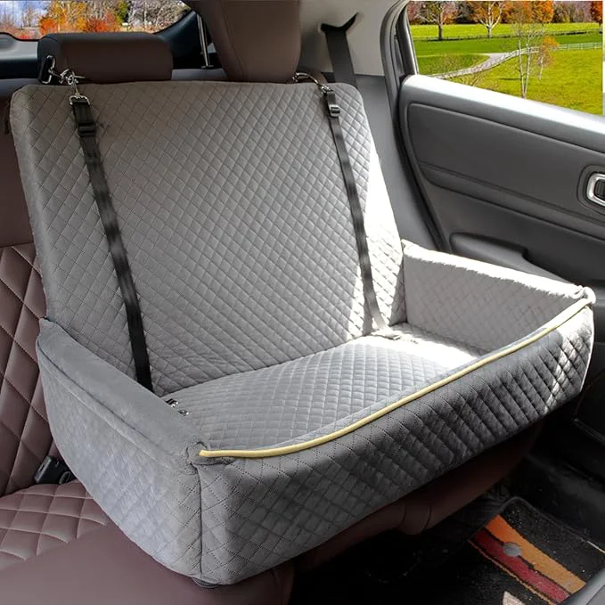 Trusted Youvee Dogs Car Seat and Bed 2 in 1 Pet Car Bed for 2 Small or 1 Medium Large Dog up to 60 lbs Dog Booster for car Back Seat Safety Comfortable Storage Pocket Fully Detachable and Washable Grey About ThisOverview High-Grade