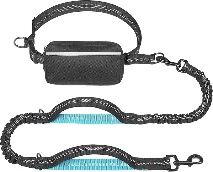 World-Class iYoShop Hands Dog Leash with Zipper Pouch Dual Padded Handles and Durable Bungee for Walking Jogging and Running Your Dog Large 25-120 lbs Black About ThisOverview Unique