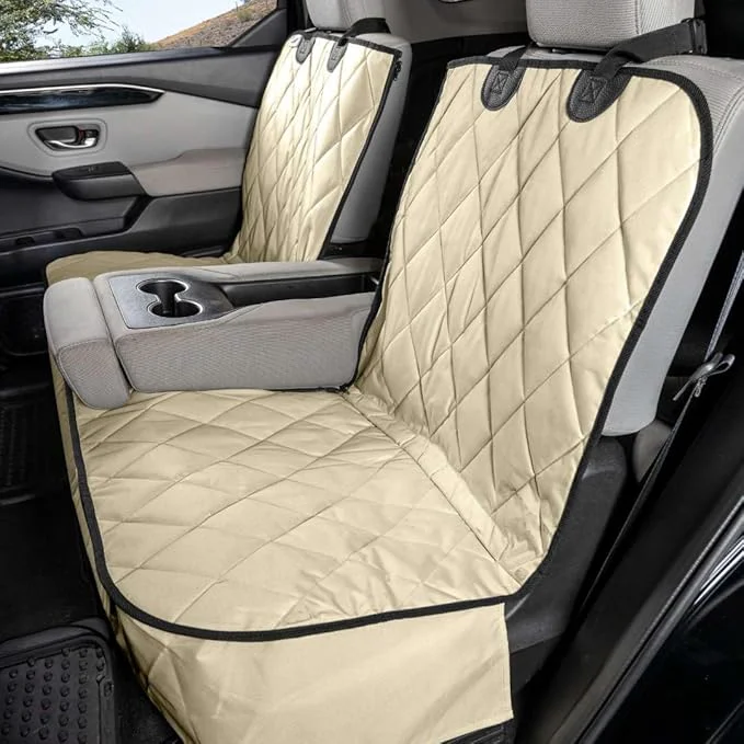 Smart 4Knines Dog Seat Cover for Back Seat Heavy Duty Waterproof Rear Seat Protector for Large Trucks SU Cars – Fits 60 40 Split Bench with Middle Seat Belt Non-Slip Backseat Cover Extra Large Tan About ThisOverview Recyclable