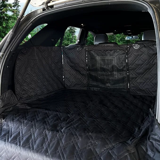 Fine Bulldogology Cargo Liner for SUV – Heavy Duty Pet Trunk Liner Cargo Cover – Waterproof Cargo Cover for Dogs Hair Muddy Paws – Protector Cargo Mats for Back of SUV Large Black About ThisOverview Clean