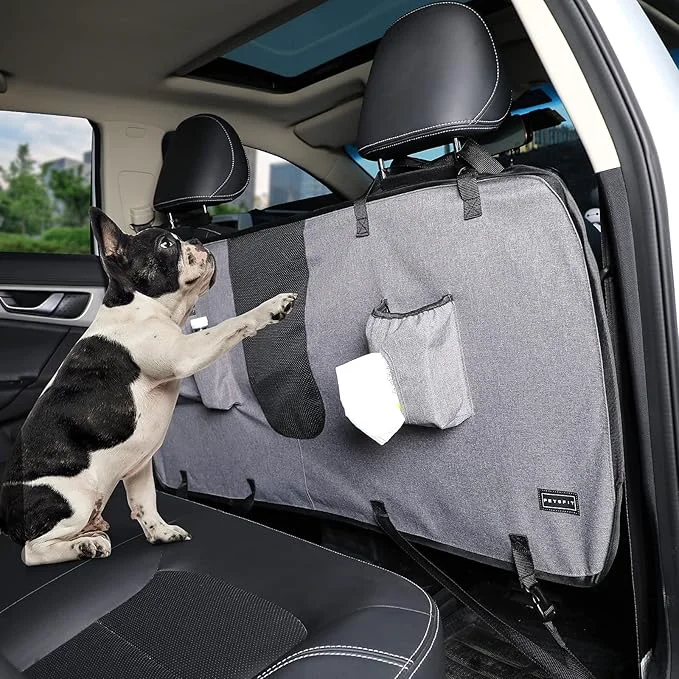 Authentic Petsfit Dog Car Barrier Vehicle Pet Barrier Backseat Mesh Dog Car Divider Net with Adjusting Rope Sturdy Hook and 3 Storage Pockets Suitable for SUV Pickup CarsAbout ThisOverview Exclusive