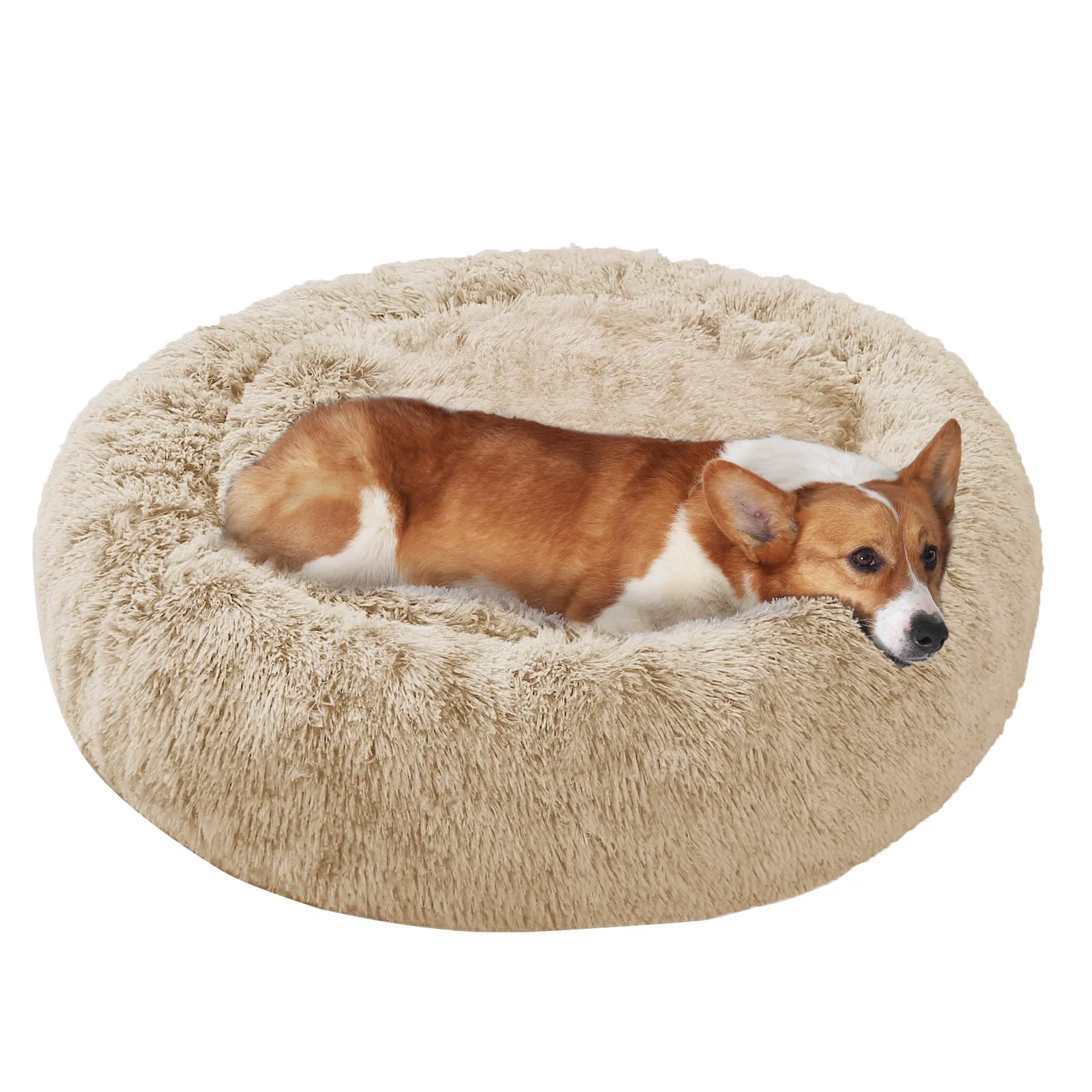 Reliable JOLLYVOGUE Calming Donut Dog Bed – Large Plush Cushion for Medium Large Pets 27 30 36 inches Reusable