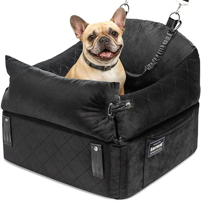 Crafted EASTBLUE Dog Car Seat for Small Medium Dogs Up to 35 lbs 2 Memory Foam Pads Dog Booster Car Seat with Seat Belt Washable Pet Carseat for Puppy Cat Dogs Travel Bed for Cars Black-Velvet About ThisOverview Premium