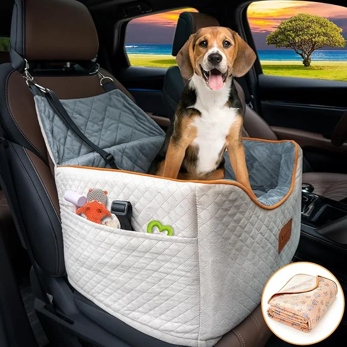 Versatile Memory Foam Booster Dog Car Seat with Washable Removable Cover d Pet Car Seat Anti-Slip Sturdy Booster Seats for Small Dogs 35lbs Seat Belt Storage Pocket Dog BlanketsAbout ThisOverview Enhanced