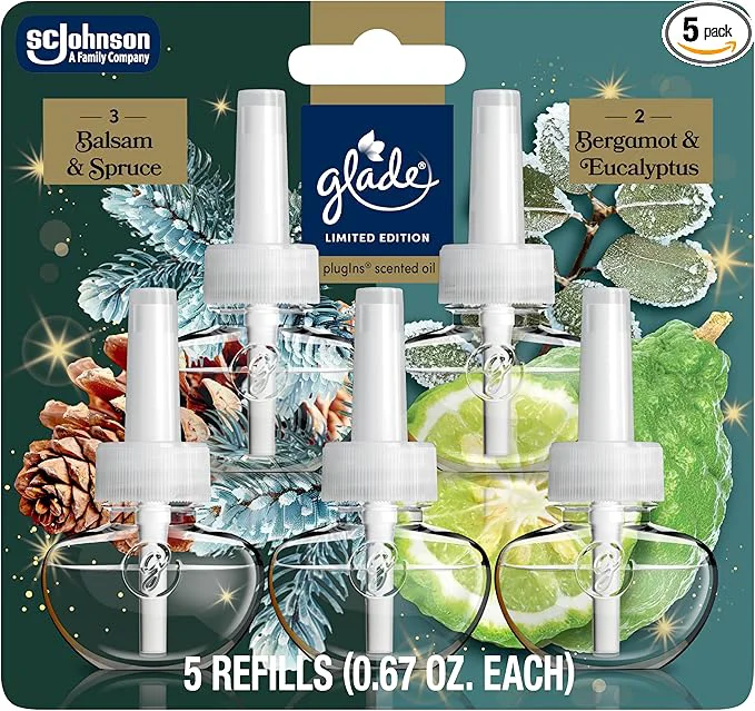 Premium Material Glade PlugIns Refills Air Freshener Balsam Spruce and Bergamot Eucalyptus Scented and Essential Oils for Home and Bathroom 0.67 Fl Oz 5 CountAbout ThisOverview High-End