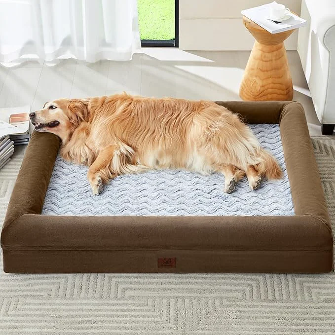 Stylish WNPETHOME XXL Extra Large Dog Bed Washable Dog Couch with Removable Waterproof Cover Orthopedic Large Pet Sofa Bed with Bolster Sides for SleepingAbout ThisOverview Refined