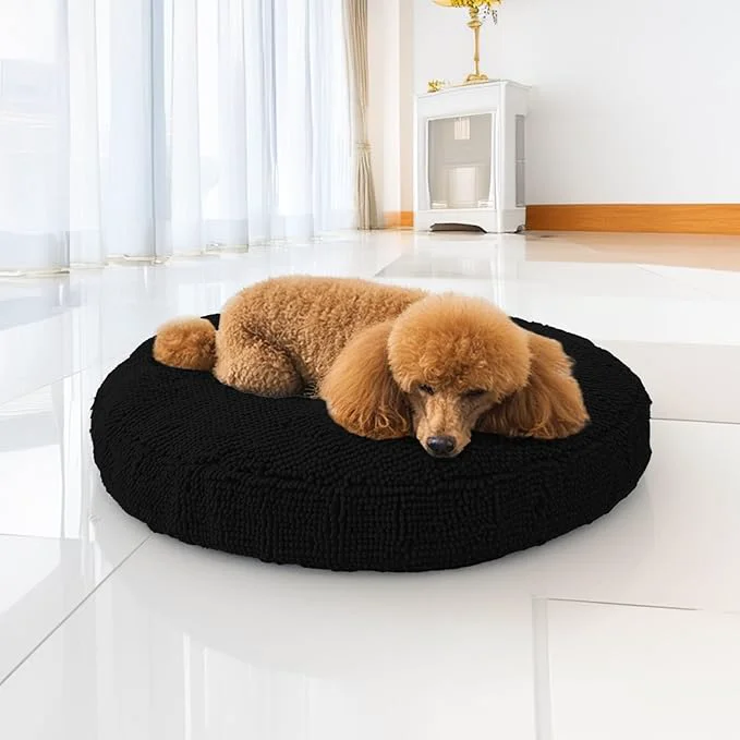 Sophisticated Muddy Mat® Cloud K-9 Bed for Dogs Cats Soft Relaxing Donut Dog Bed Chenille Material Removable Cover Washable Dryer Safe–Black Small 25’x25′ About ThisOverview Unique