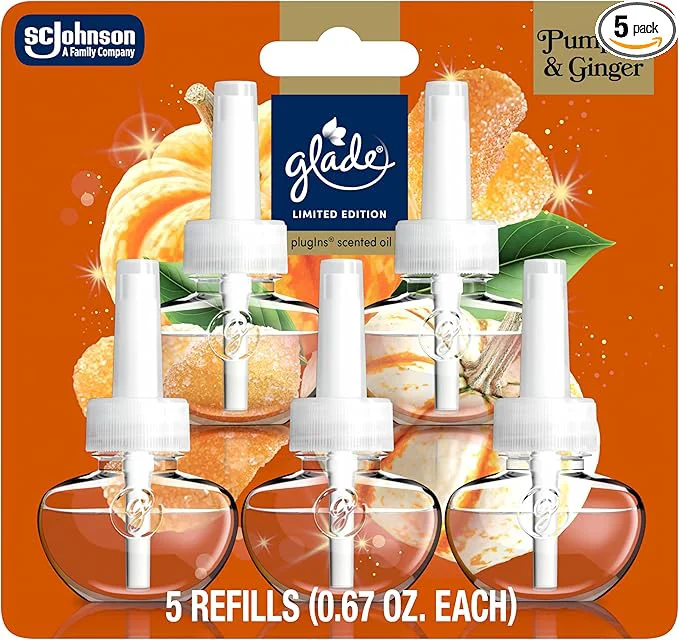 Fine Crafted Glade PlugIns Refills Air Freshener Pumpkin Ginger Scented and Essential Oils for Home and Bathroom 0.67 Fl Oz 5 CountAbout ThisOverview Excellent