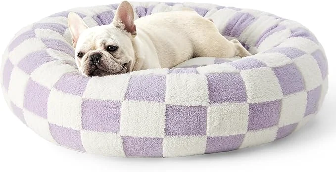 User-Friendly LE SURE Donut Medium Dog Bed – Round Cat Beds for Indoor Cats Calming Pet Beds Cute Modern Beds with Jacquard Shaggy Plush Anti Slip Bottom 30 Inch PurpleAbout ThisOverview Casual