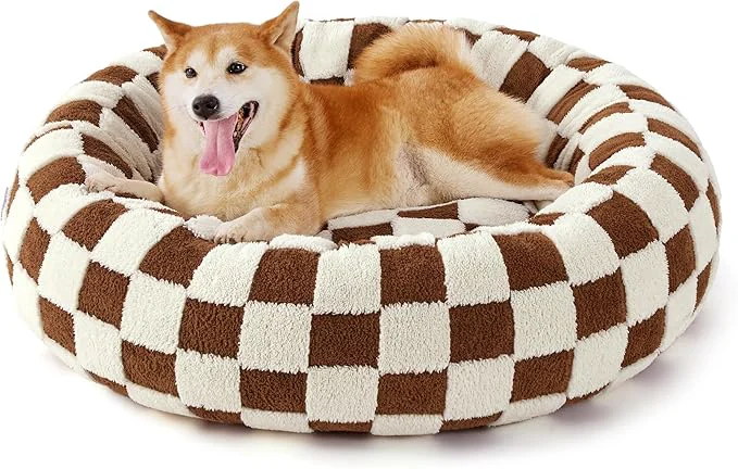 Consistent LE SURE Donut Large Dog Bed – Round Cat Beds for Indoor Anti-Anxiety Calming Pet Beds Washable Cute Modern Beds with Teddy Sherpa Plush Anti Slip Bottom 36 Inch BrownAbout ThisOverview Eco-Friendly