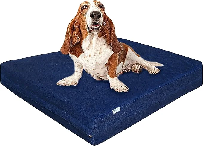 Exceptional Dogbed4less Large Orthopedic Memory Foam Dog Bed for Medium to Large Dogs with Durable Waterproof Internal Case Removable Washable Denim Cover Bonus Pet Bed Cover 41X27X4 Fit 42X28 Dog Crate BlueAbout ThisOverview Enhanced
