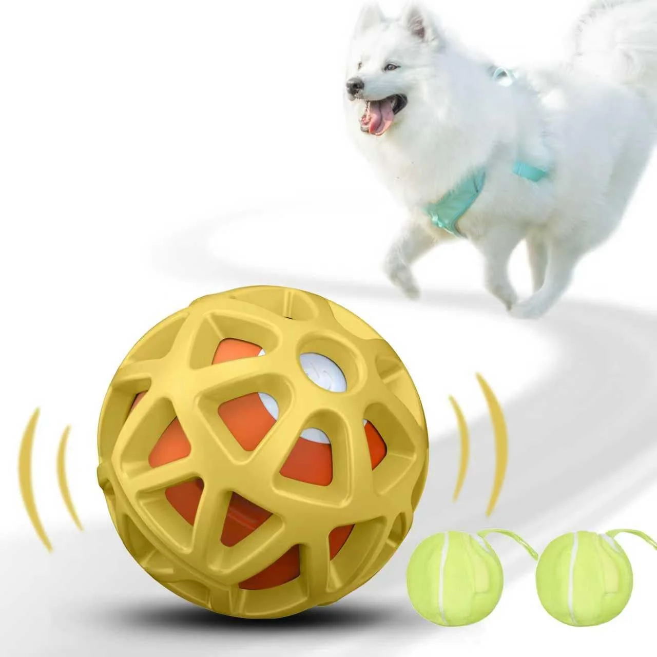 Artisan seagi Interactive Dog Toys – Durable USB-Rechargeable Bouncing Vibrating Ball for All-Sized Dogs Yellow Safe