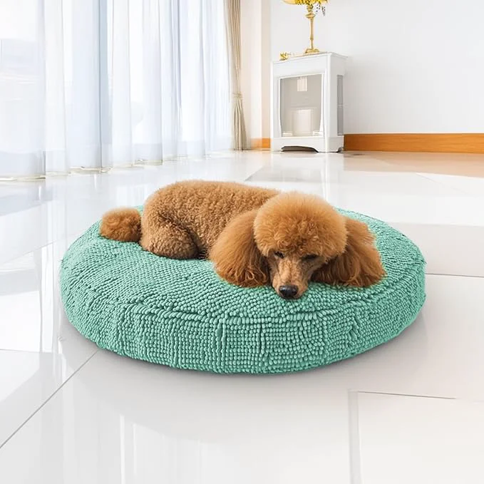 Advanced Muddy Mat®Cloud K-9 Bed for Dogs Cats Soft Relaxing Donut Dog Bed Chenille Material Removable Cover Washable Dryer Safe–Seafoam Green Medium 35’x35′ About ThisOverview Natural