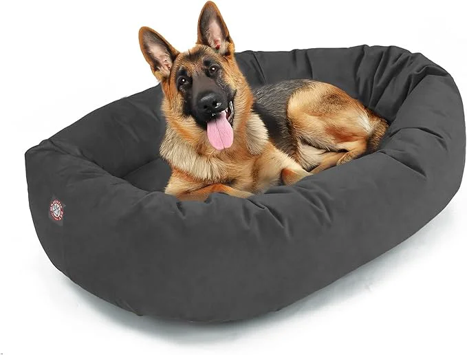 Reusable Majestic Pet 52 Inch Suede Calming Dog Bed Washable 52x35x11 Inch – Cozy Soft Round Donut Dog Bed with Spine Support for Dogs to Rest Their Head – Pet Bed X- Large – Gray 2025 About ThisOverview Reliable