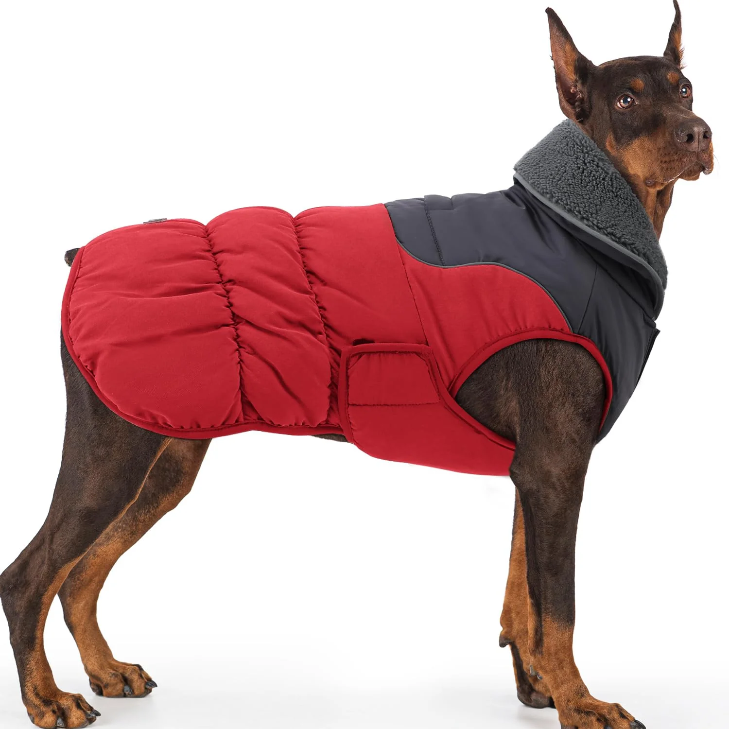 Responsible EMUST Large Dog Coat L — Reflective Warm Fleece Snowsuit for Cold Weather Red User-Friendly
