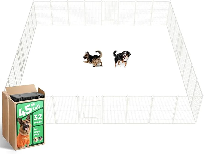 Exclusive FXW Rollick Unleashed Dog Playpen for Indoor Yard RV Camping 45 inch 32 Panels for Large Dogs White│PatentedAbout ThisOverview Functional