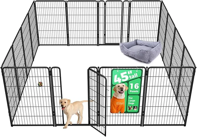 Authentic FXW Homeplus Unleashed Indoor Dog Playpen – Stress- and Safe Play Heavy Duty 45 Inch 16 Panels Dog Pen for Large Dogs Black│PatentedAbout ThisOverview Exclusive