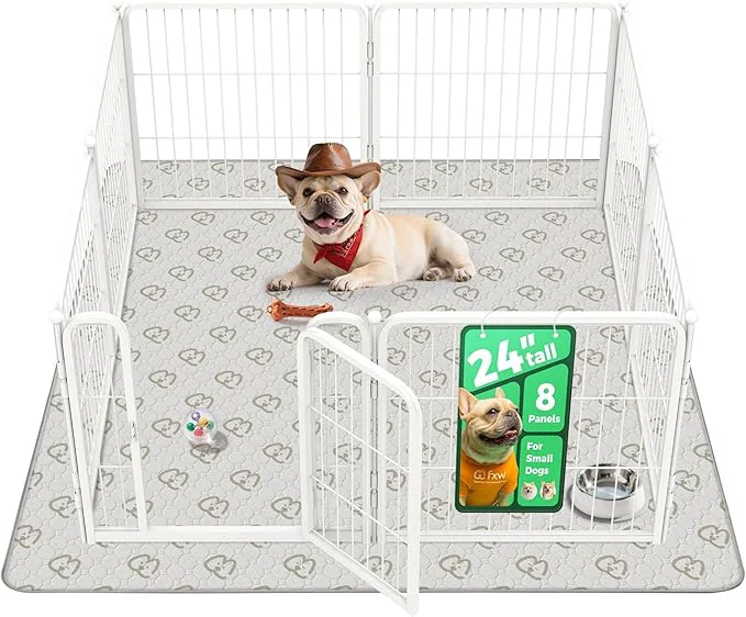 Fashionable FXW Homeplus Unleashed Indoor Dog Playpen – Stress- and Safe Play Heavy Duty 24 Inch 8 Panels with Washable Pee Pad for Puppy and Small Dogs White│PatentedAbout ThisOverview Traditional