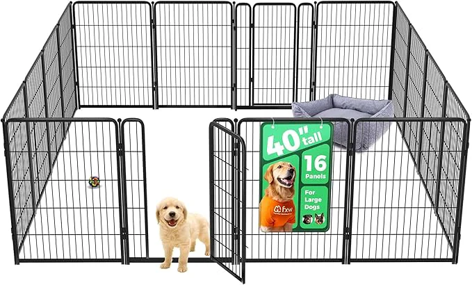Responsible FXW Homeplus Unleashed Indoor Dog Playpen – Stress- and Safe Play Heavy Duty 40 Inch 16 Panels Dog Pen for Medium and Large Dogs Black│PatentedAbout ThisOverview Relaxed