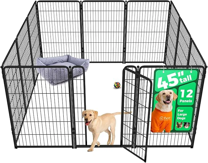 Trendy FXW Homeplus Unleashed Indoor Dog Playpen – Stress- and Safe Play Heavy Duty 45 Inch 12 Panels Dog Pen for Large Dogs Black│PatentedAbout ThisOverview Artisan