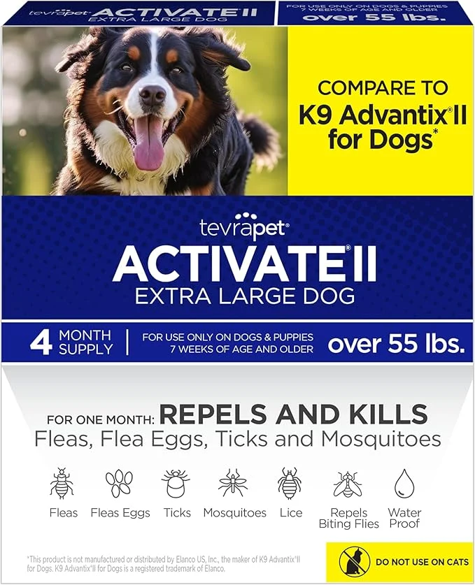Contemporary TevraPet Activate II Flea and Tick Prevention for Dogs 4 Count Extra Large Dogs 55 lbs Topical Drops 4 Months Flea TreatmentAbout ThisOverview Certified