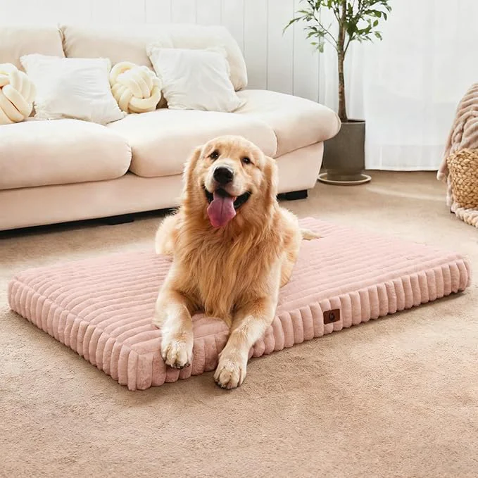 Professional Extra Large Dog Bed for Crate Orthopedic Dog Bed with Waterproof Lining Soft Short Plush Surface Egg Crate Foam Machine Washable Pet Bed with Removable Cover Anti Slip BottomAbout ThisOverview Minimalist