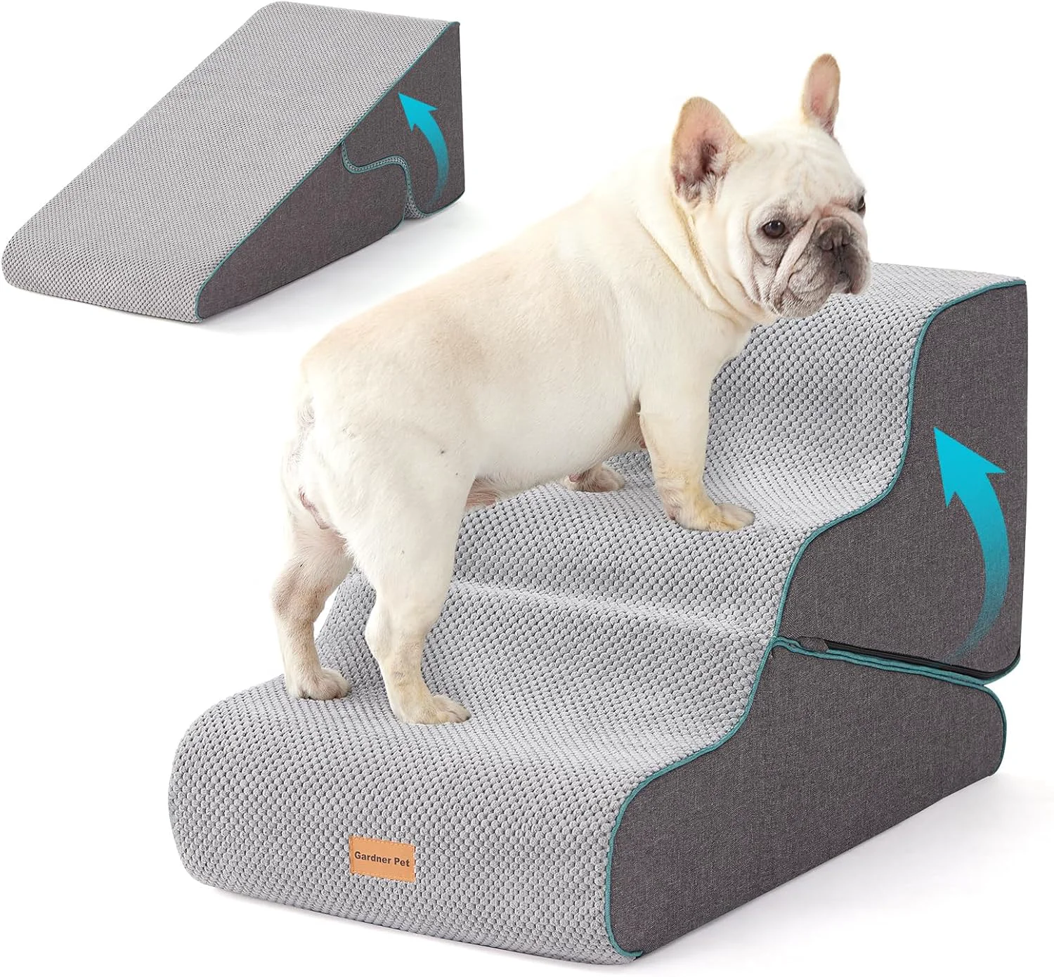 Soft Gardner Pet Dog Stairs for Small Dogs 16.5 H 2 in 1 able 3-Step Pet Stairs and ramp Dog Steps for Couch 13-20 in with Durable Non-Slip Waterproof Cover and CertiPUR-US Foam Premium Material