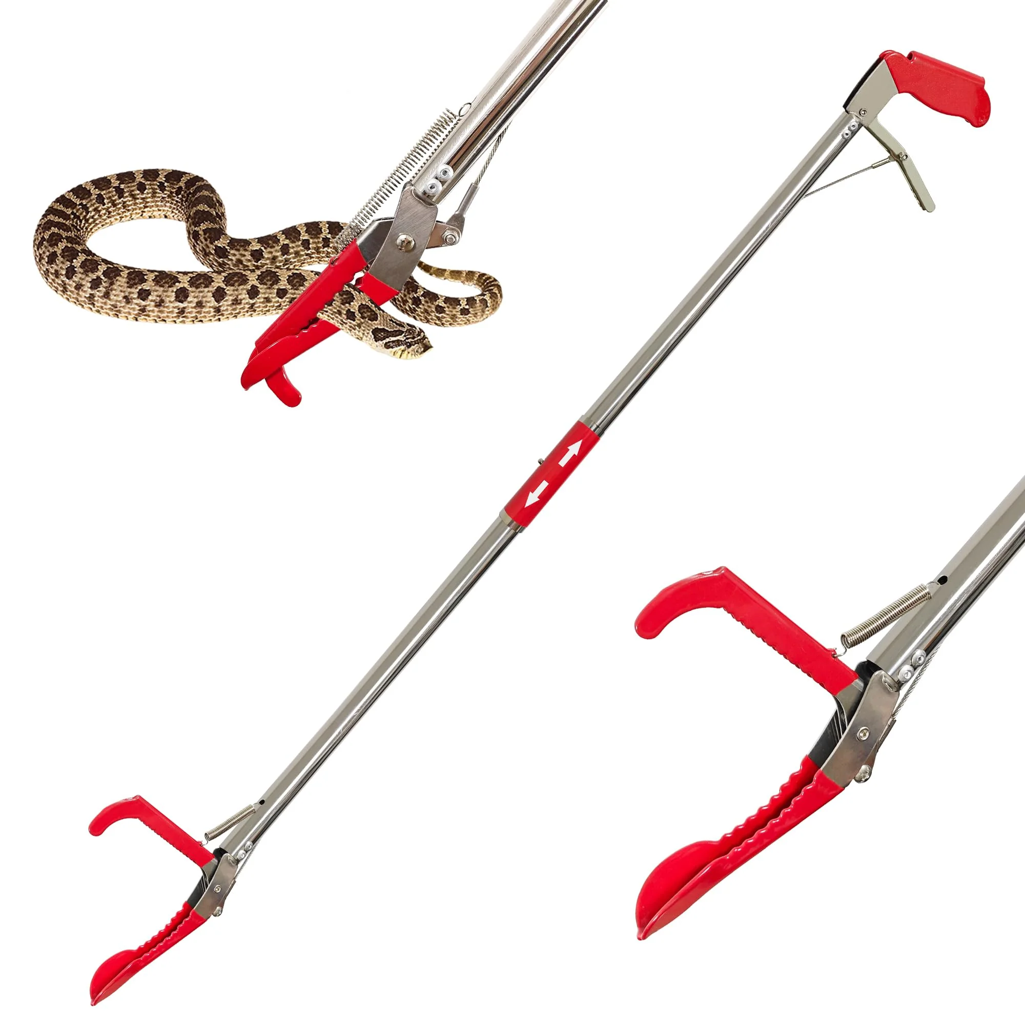 Solid COYXiCE 60 Professional Snake Tongs – Heavy Duty Stainless Steel Reptile Catcher with Non-Slip Grip Top-Quality