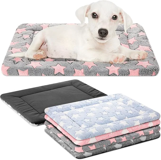 Advanced VitalCozy 4 Pcs Winter Dog Crate Pads Ultra Soft Warm Washable Dog Cat Bed Mat for Pet Crate Comfortable Replaceable Reversible Kennel Pad for Small Medium Large Dogs 18 x 24 x 1.6 Inch Colorful About ThisOverview Secure